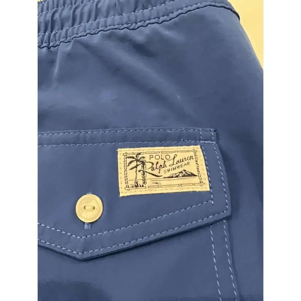 Polo Ralph Lauren Big & Tall Men's Royal Blue Solid Print Swim Trunks 2XLT
